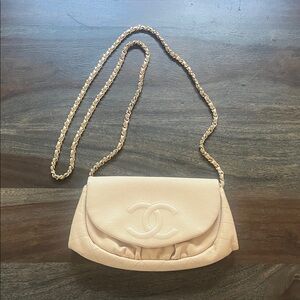 Chanel Beige Half Moon WOC Bag Purse